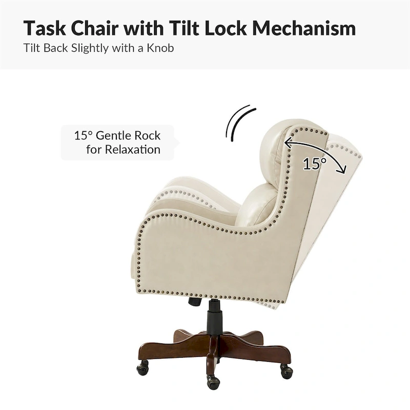 Pete Faux Leather Adjustable Height Swivel Executive Chair with Tilt Mechanism by HULALA HOME