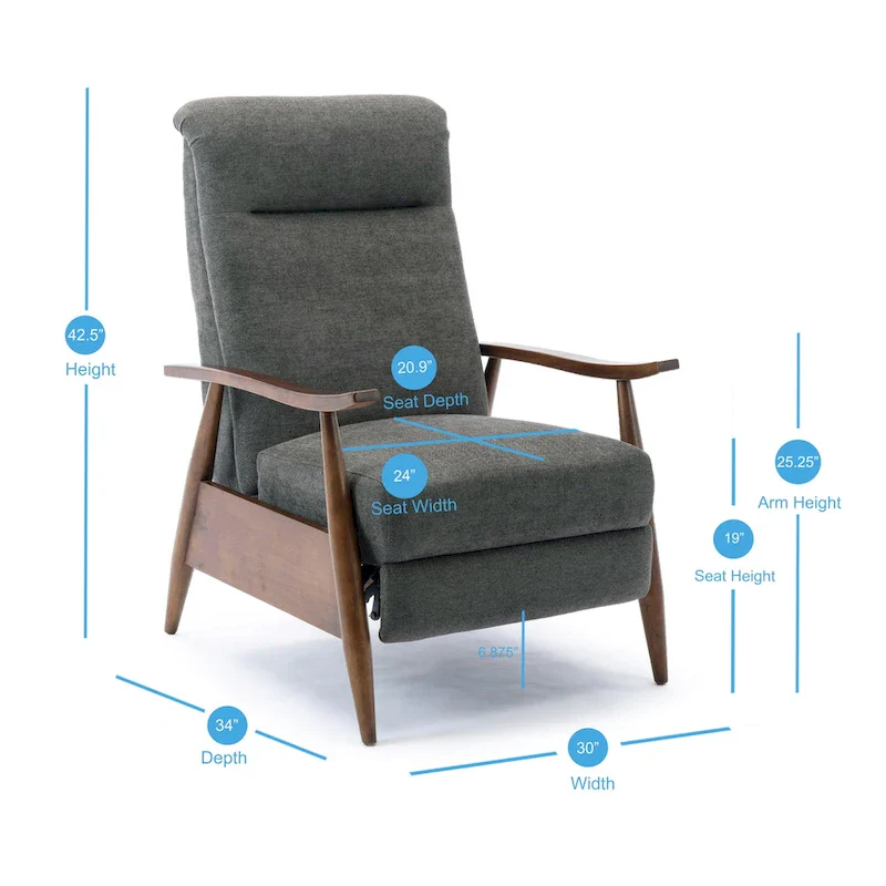 Wood Arm Push Back Recliner