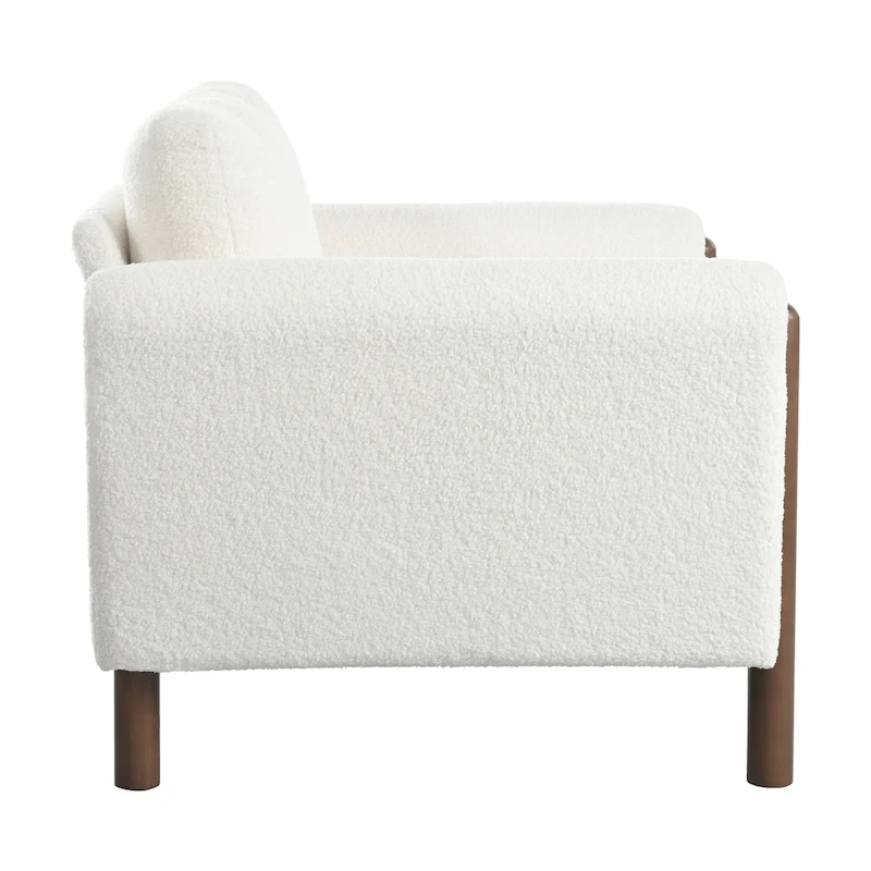 White 33.5 Upholstered Accent Chair with Walnut Legs