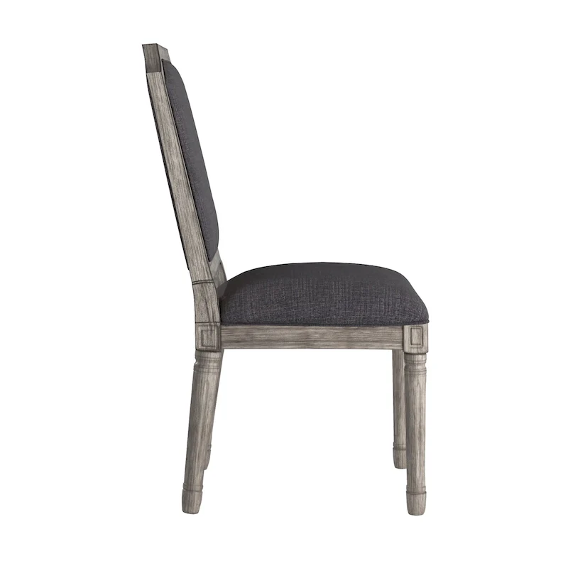 Arched-Back Linen and Solid Wood Dining Chairs (Set of 2)