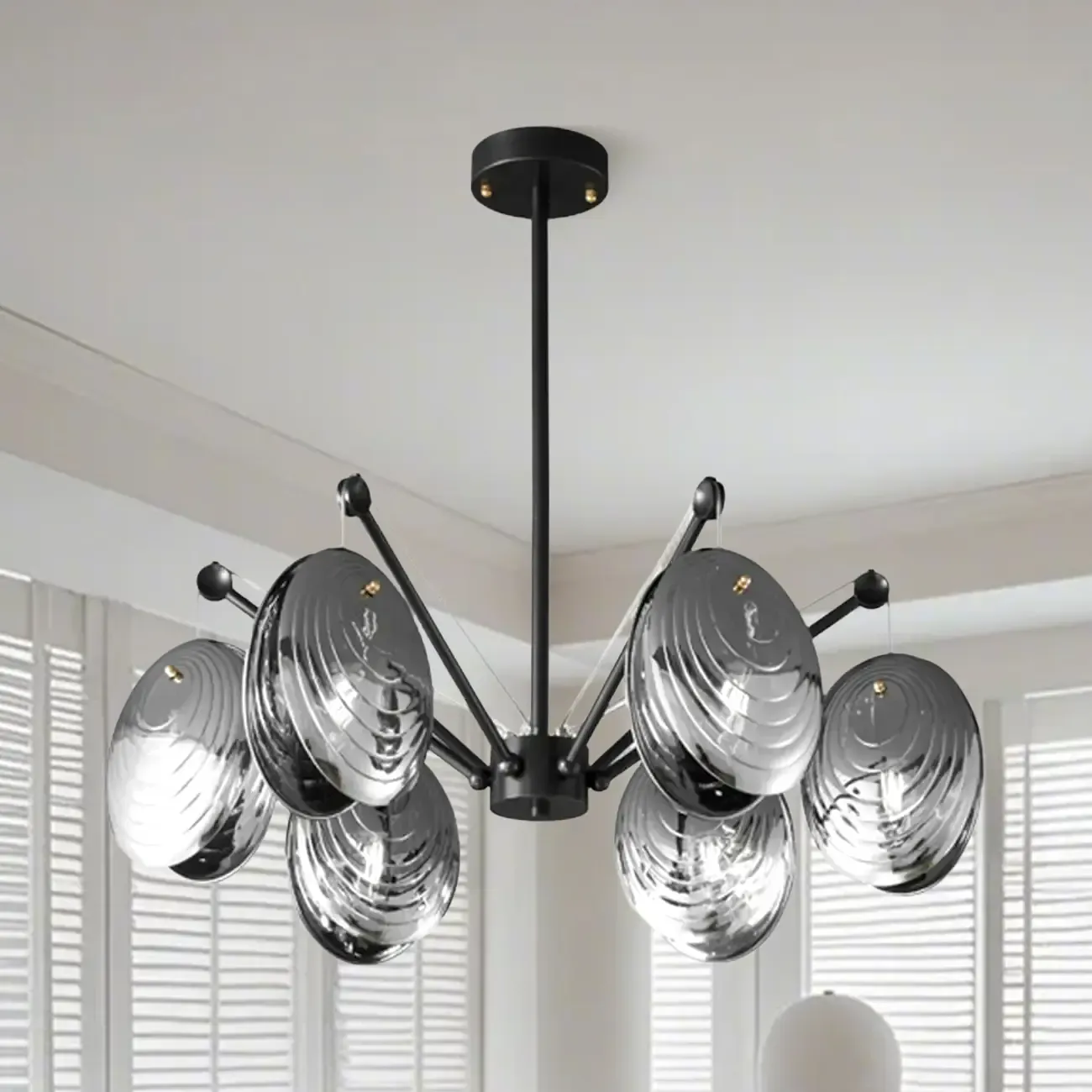 Modern Gray Metal Silver Shell Adjustable Chandeliers