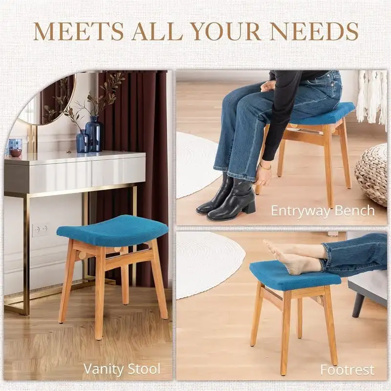 Saddle Cushion VanityStool - 17.83D x 12.4W x 16.53H