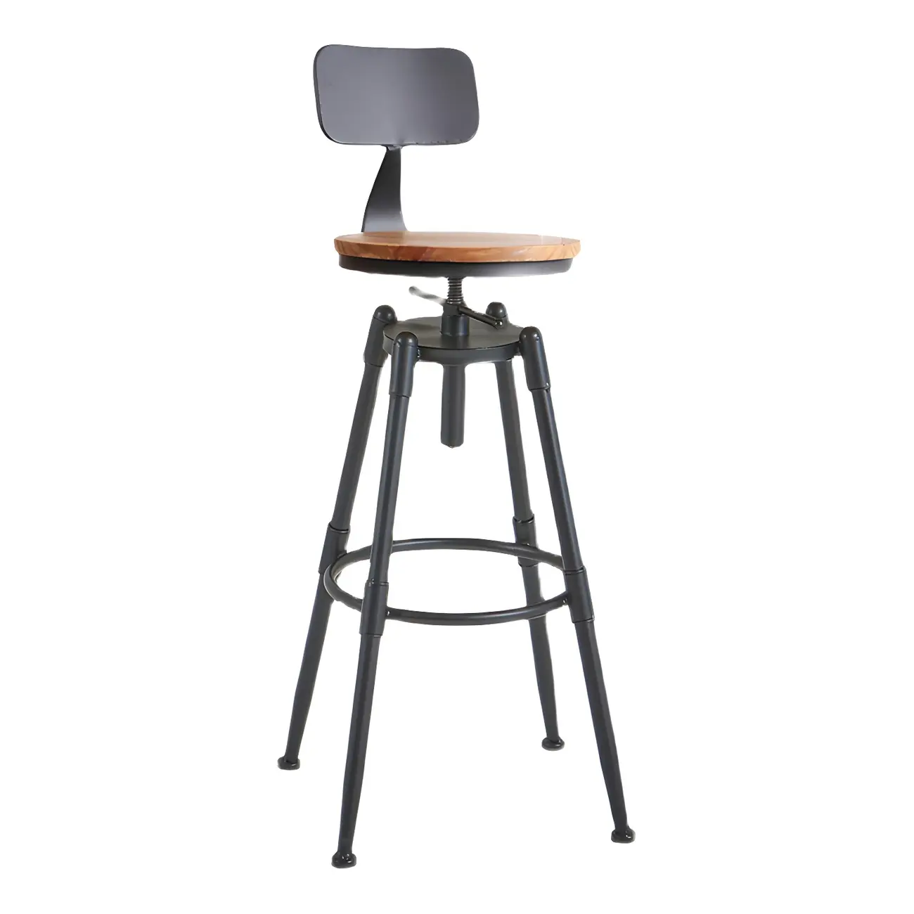 Industrial Metal Leather Swivel Bar Stools with Back