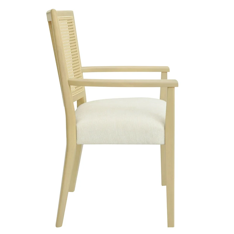 Christopher Knight Home - Harrison Mid-Century Upholstered Arm Dining Chair Set of 2 with Rattan Back