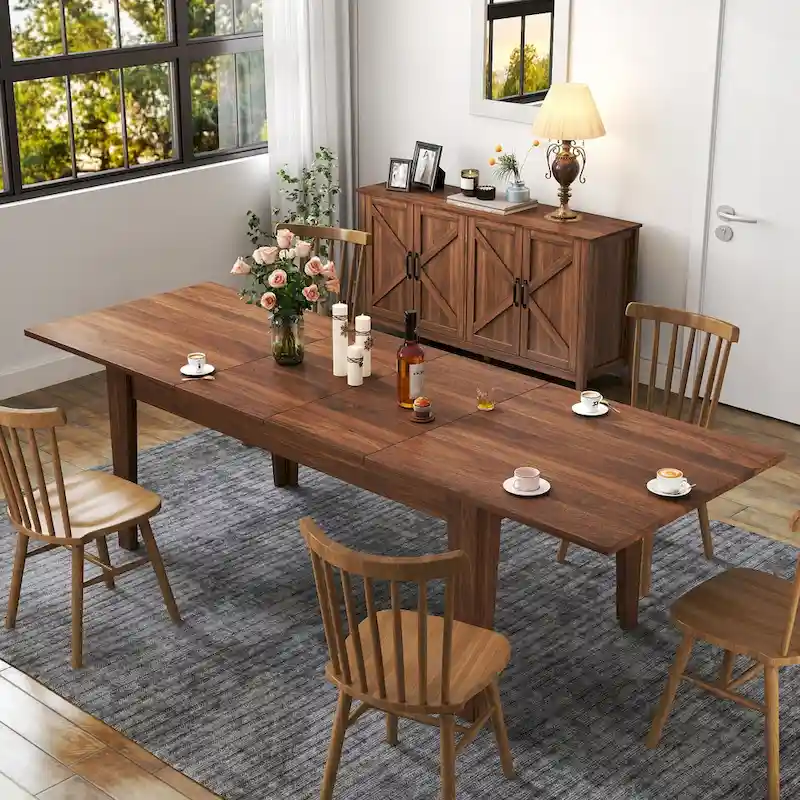 Extendable Dining Table, Woodgrain, Seats 2–6