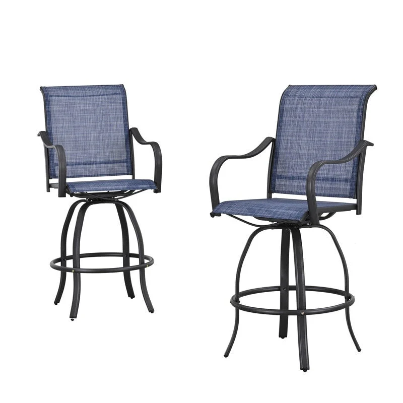 Patio Festival Outdoor Metal High Back Swivel Bar Chair (2-Pack)