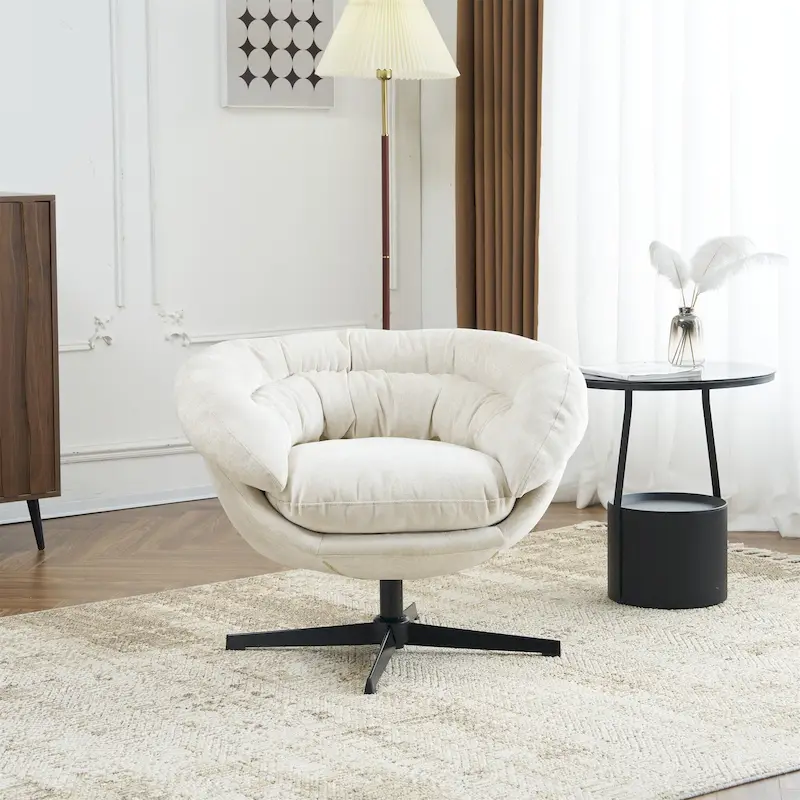 Swivel Accent Chair for 1, Chenille Upholstered - Beige / Navy Blue / Brown / Grey / Green