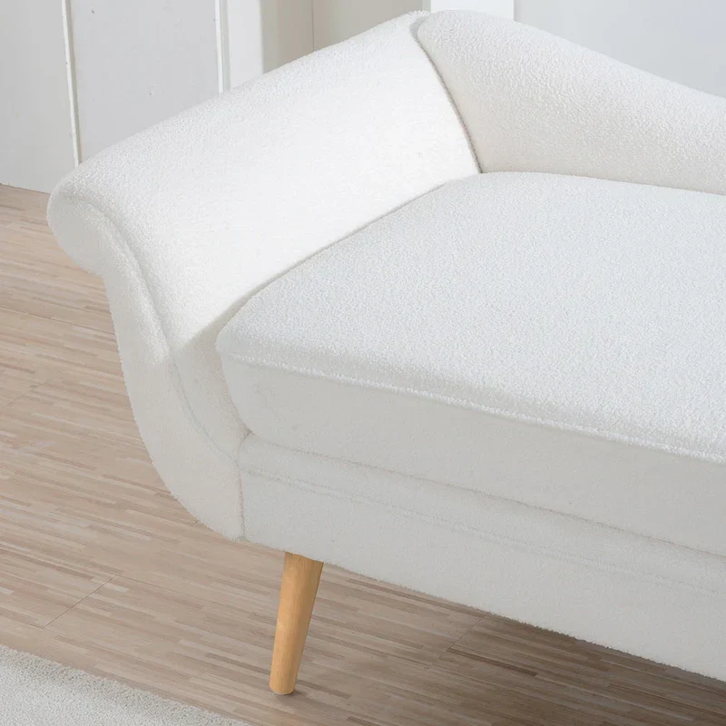 Upholstered Chaise Lounge with Scroll Arm and Wave Back