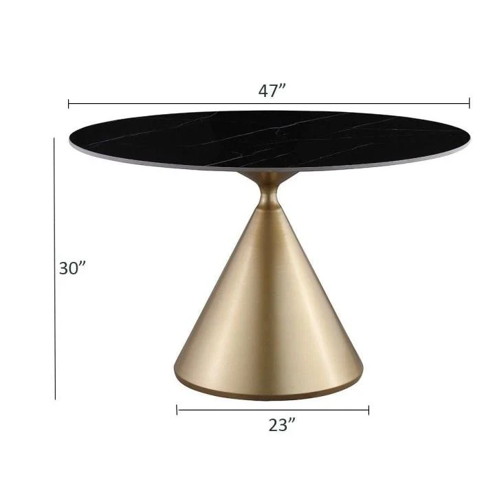 Modern Round Dining Table with Gold Metal Base