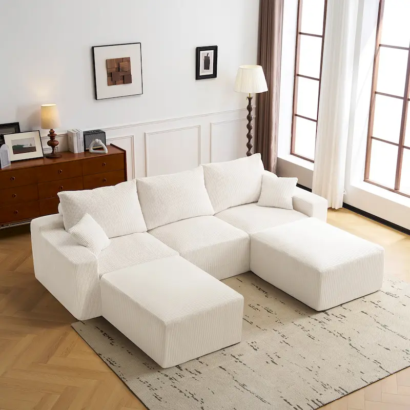 GDFStudio - Olivia Morgan Ultra-Soft Modular 110-Inch L-Shaped Cloud Sofa With No-Assembly, Full-Compression Comfort