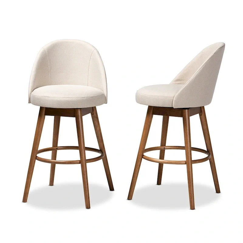 Mid-Century Modern Swivel 2-Piece Bar Stool Set