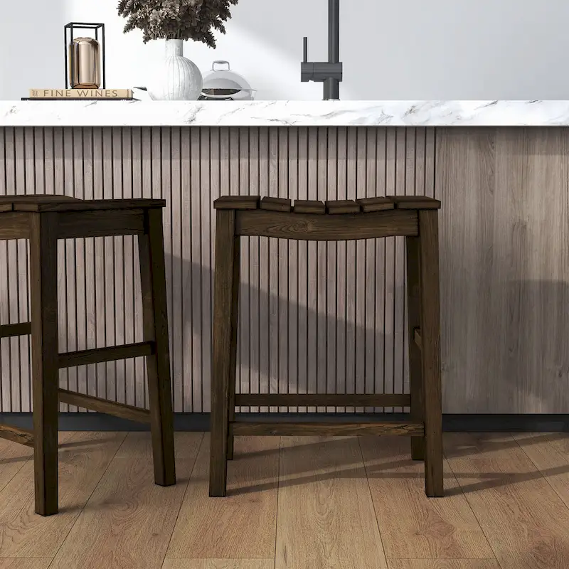 Farmhouse Wood 5-Piece Counter Height Dining Table and Stool Set