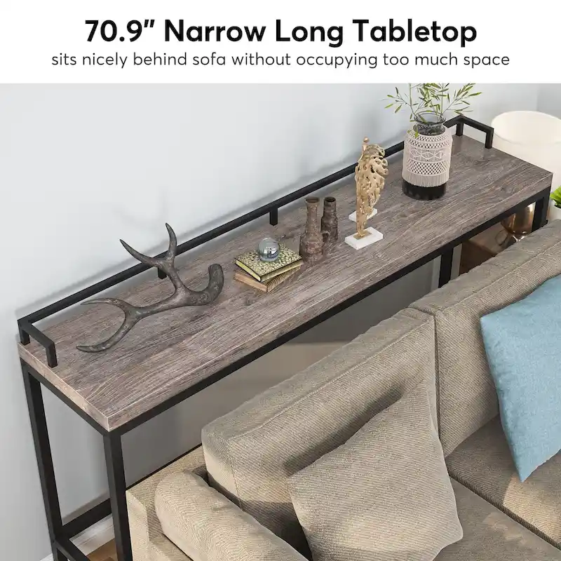 70.9 Extra Long Sofa Console Table, Behind The Couch Table Narrow Entryway Table