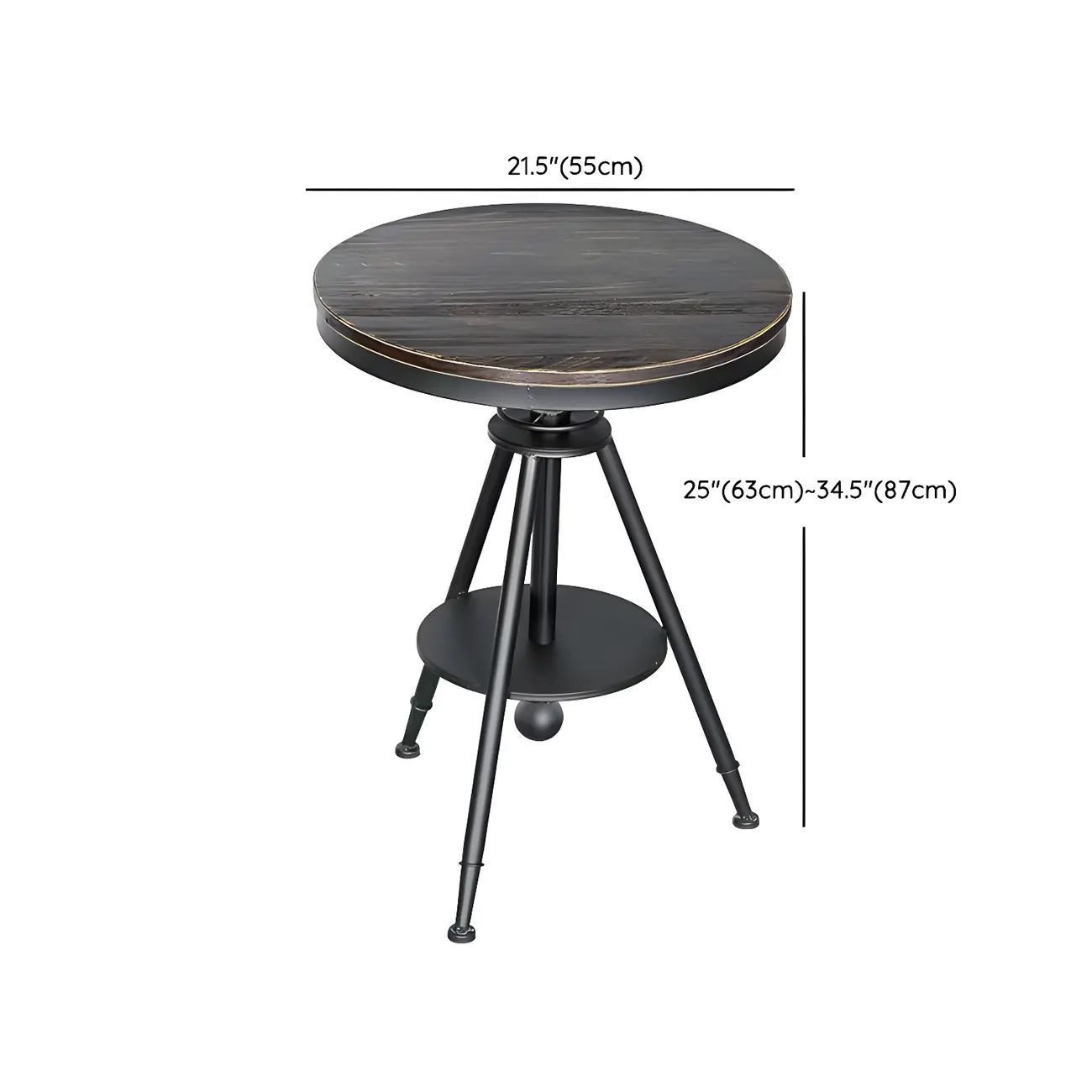 Industrial Adjustable Height Small Bar Table Wood Table Top