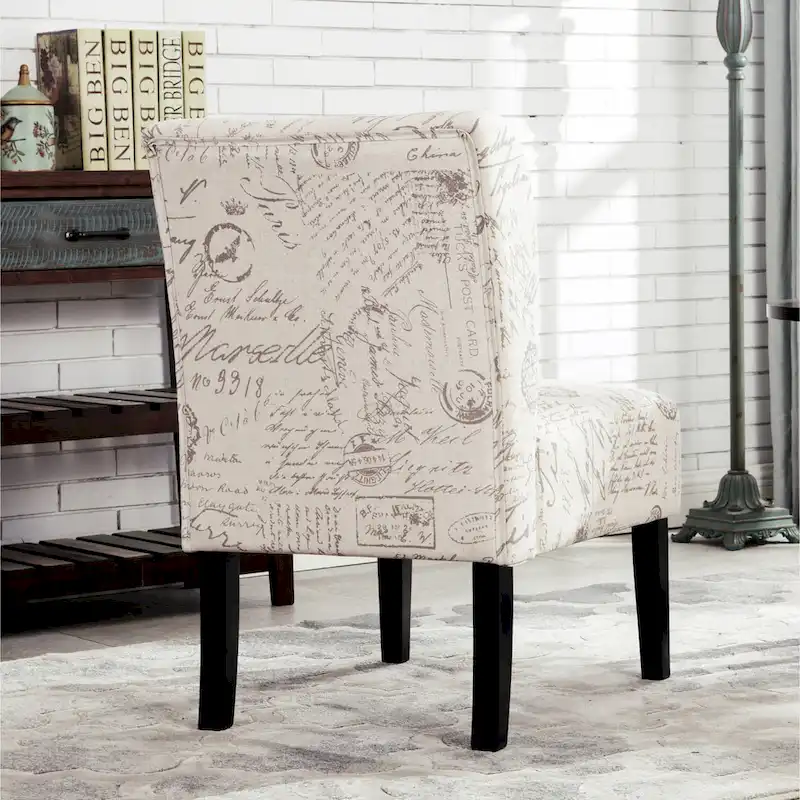 Upholstered Accent Chair with Wood Legs - White, Single Seat