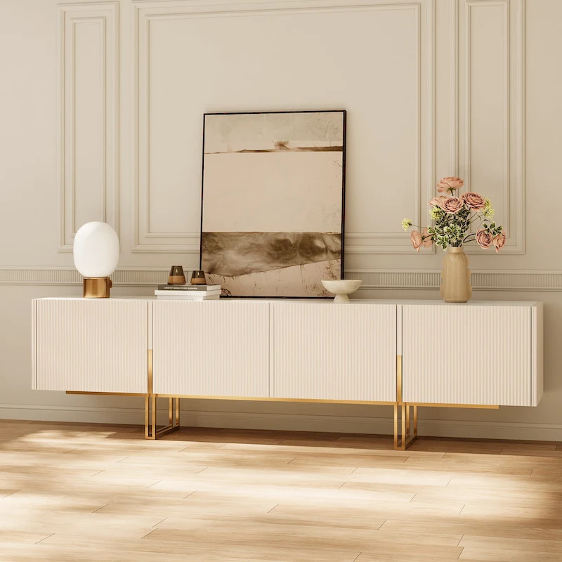 78.7 TV Stand, Entertainment Center with Faux Marble Top