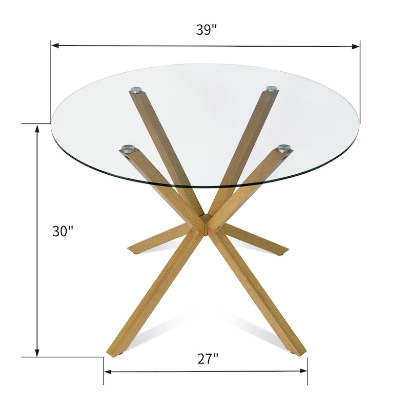 Round 39 Glass Dining Table - 39x39x30