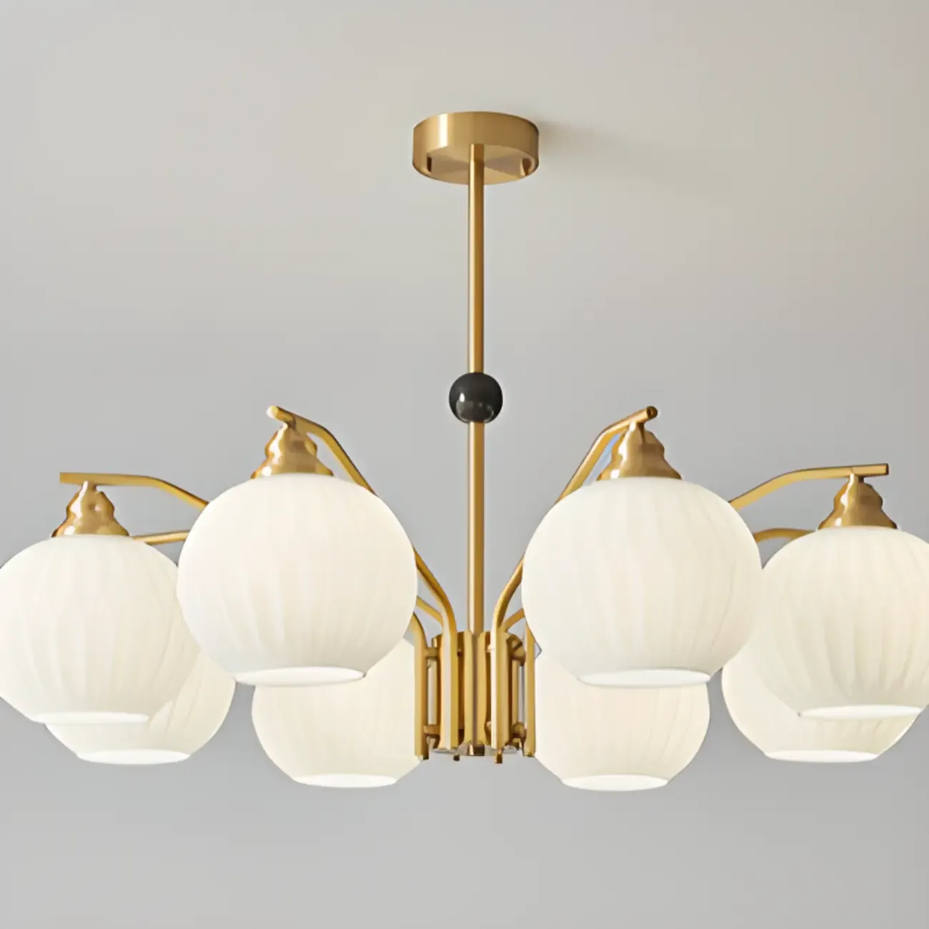 Modern 8-light Glass Globe Chandelier with Adjustable Height