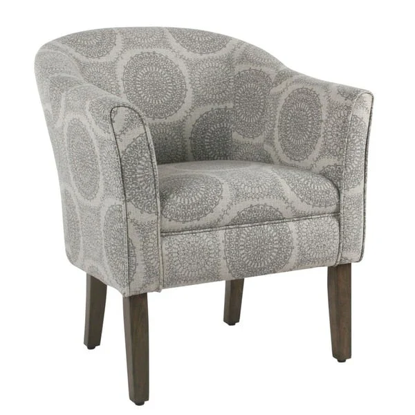 Grey Medallion Tub Shaped Accent Chair