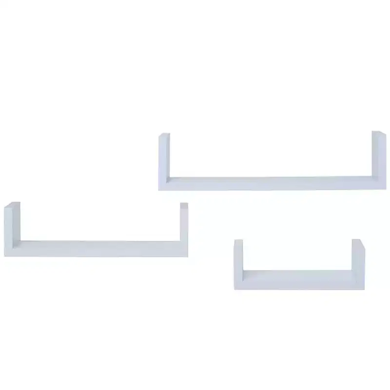 The Lakeside Collection Floating Wood Shelves in White - Set of 3 -