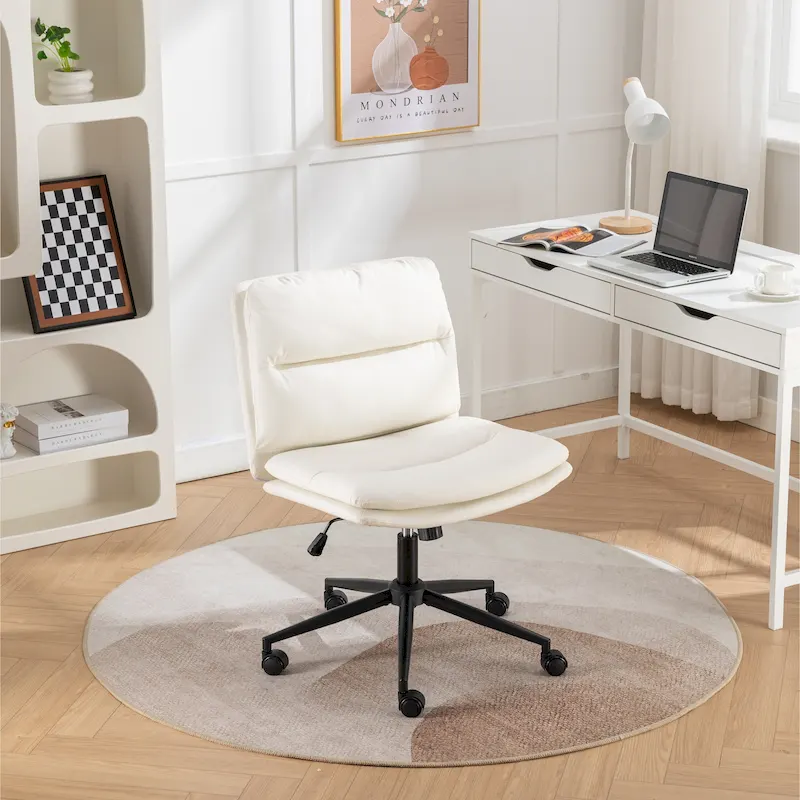 Roundhill Bizerte Adjustable Swivel Criss Cross Chair, Wide Seat Office Chair Vanity Chair
