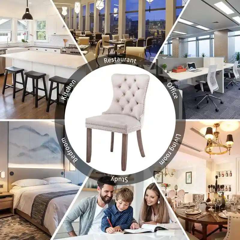 Solid Wood Velvet Upholstered Dining Chair