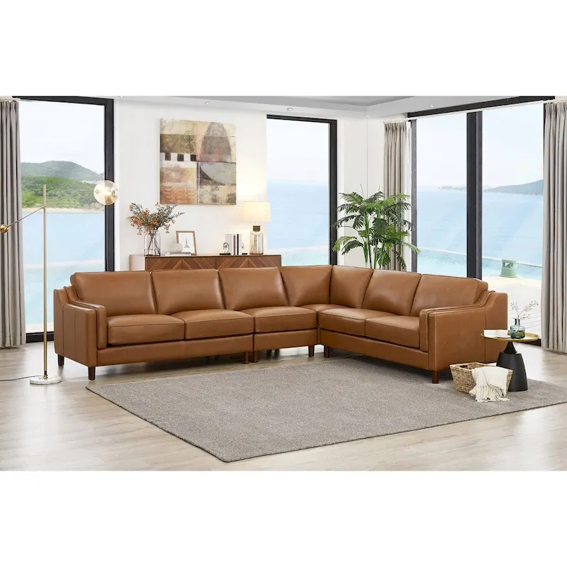 Hydeline Bella Top Grain Leather L Shape Sectional Sofa