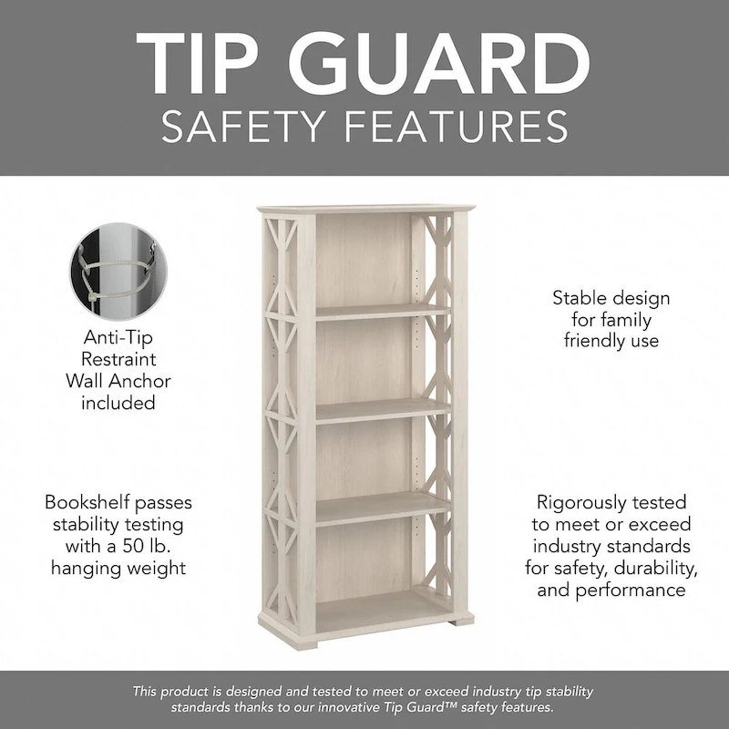 Homestead 4 Shelf Farmhouse Bookcase by Bush Furniture