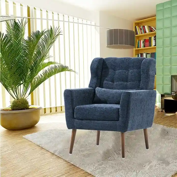 Chenille Accent Armchair, Single Seat – Dark Blue / Blackish Green / Yellow / Orange / Avocado / Beige