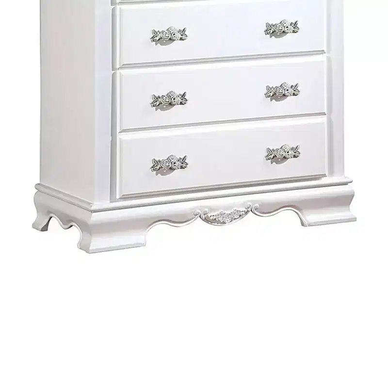 36" Flora Decorative Storage Drawer White Finish - Acme Furniture: 5-Drawer Chest, Wood Composite, No Assembly Required