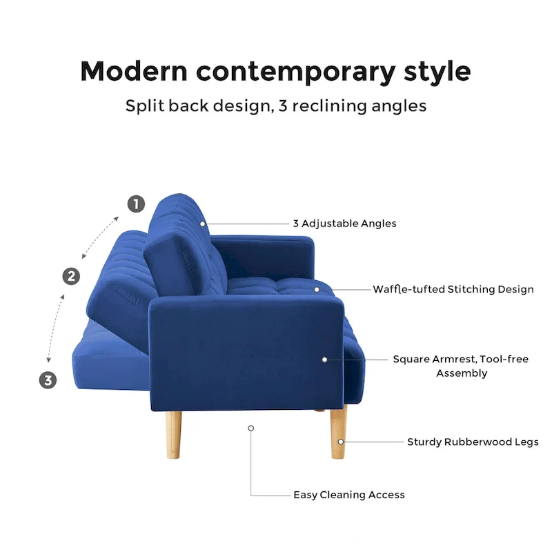 79.52W Modern Velvet Convertible Sofa