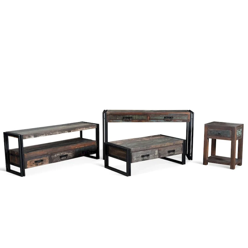 Handmade Reclaimed Wood Side Table (India)