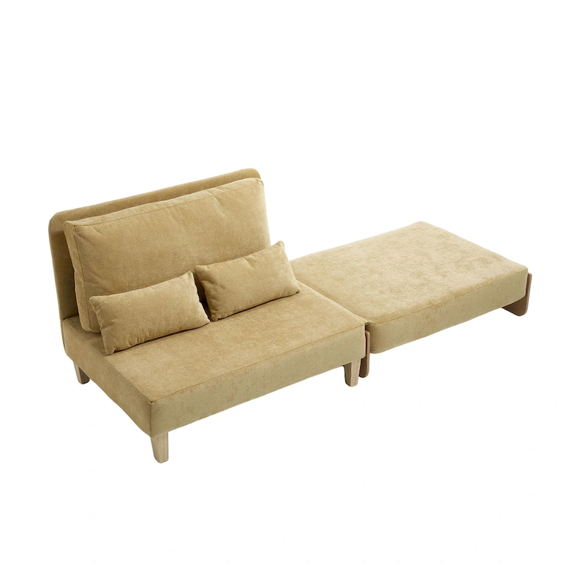 Chenille Upholstered 3-in-1 Convertible Sleeper Foldable Sofa Bed Recliner Chair with 3 Pillows