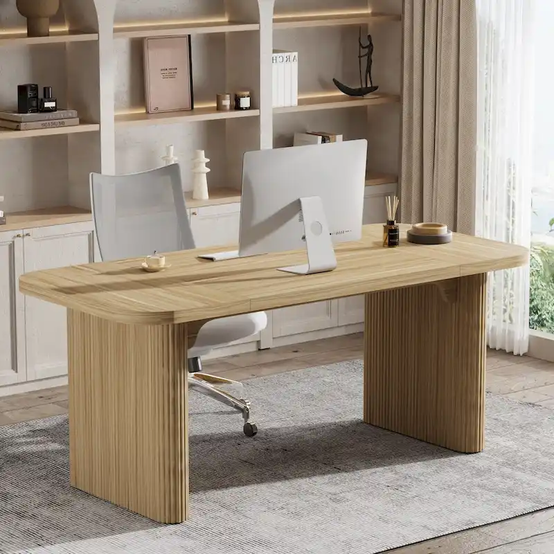 62.99 W Modern Executive Desk Simple Computer Desk with Engineered Wood Top and Legs