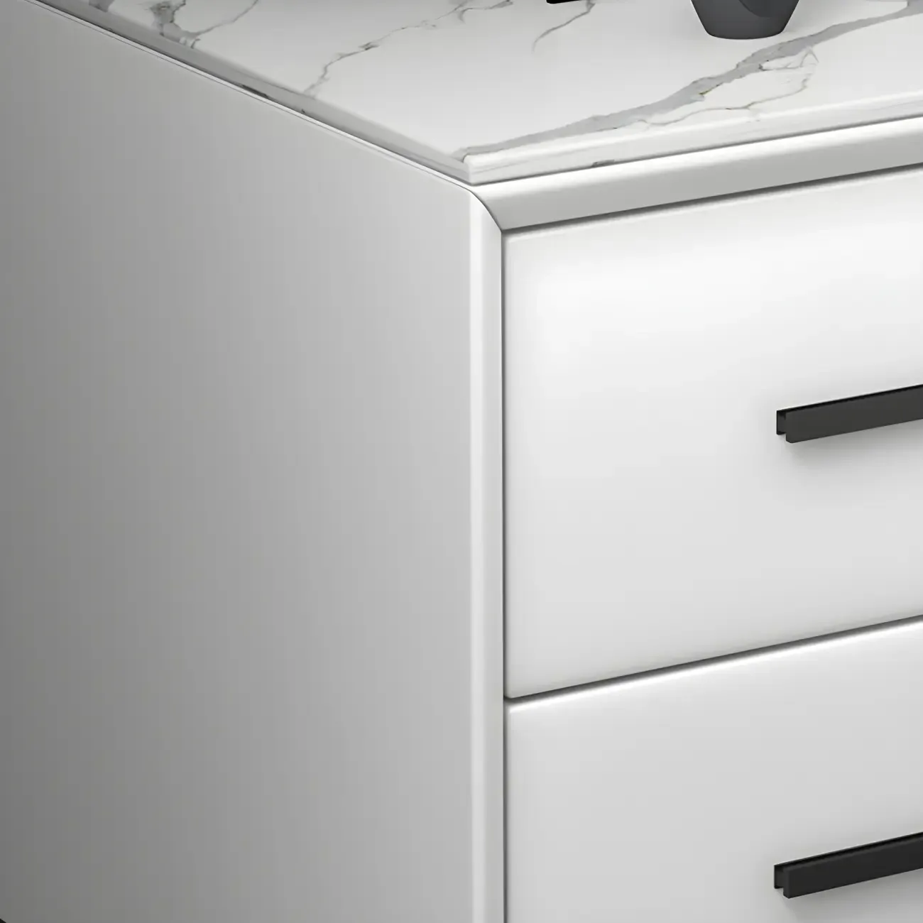 Modern White Metal Bedside Table with 2 Drawers