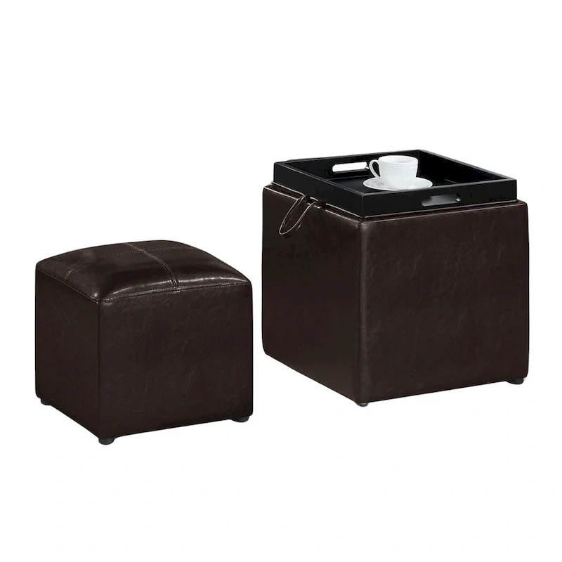 Single Ottoman with Stool and Reversible Tray