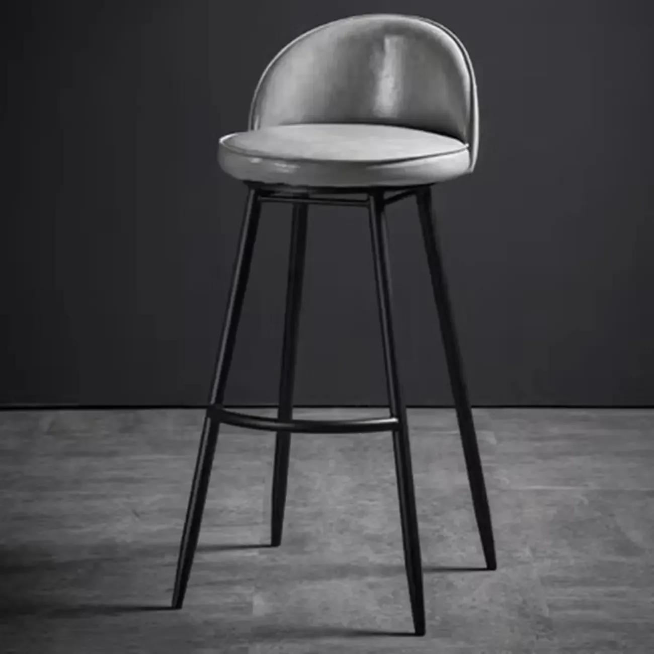Industrial Counter Height Leather Swivel Bar Stools
