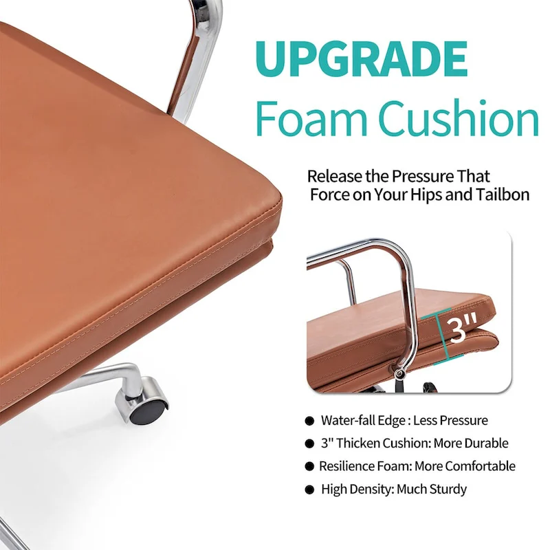 Office Chair PU Leather Adjustable ErgoChair with Thickened Cushion - N/A