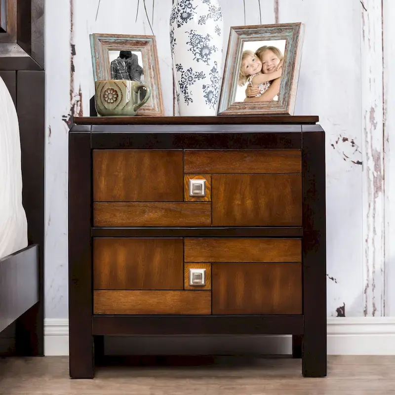 Jupa Transitional Walnut Wood 2-Piece Panel Bedroom Set by Furniture of America