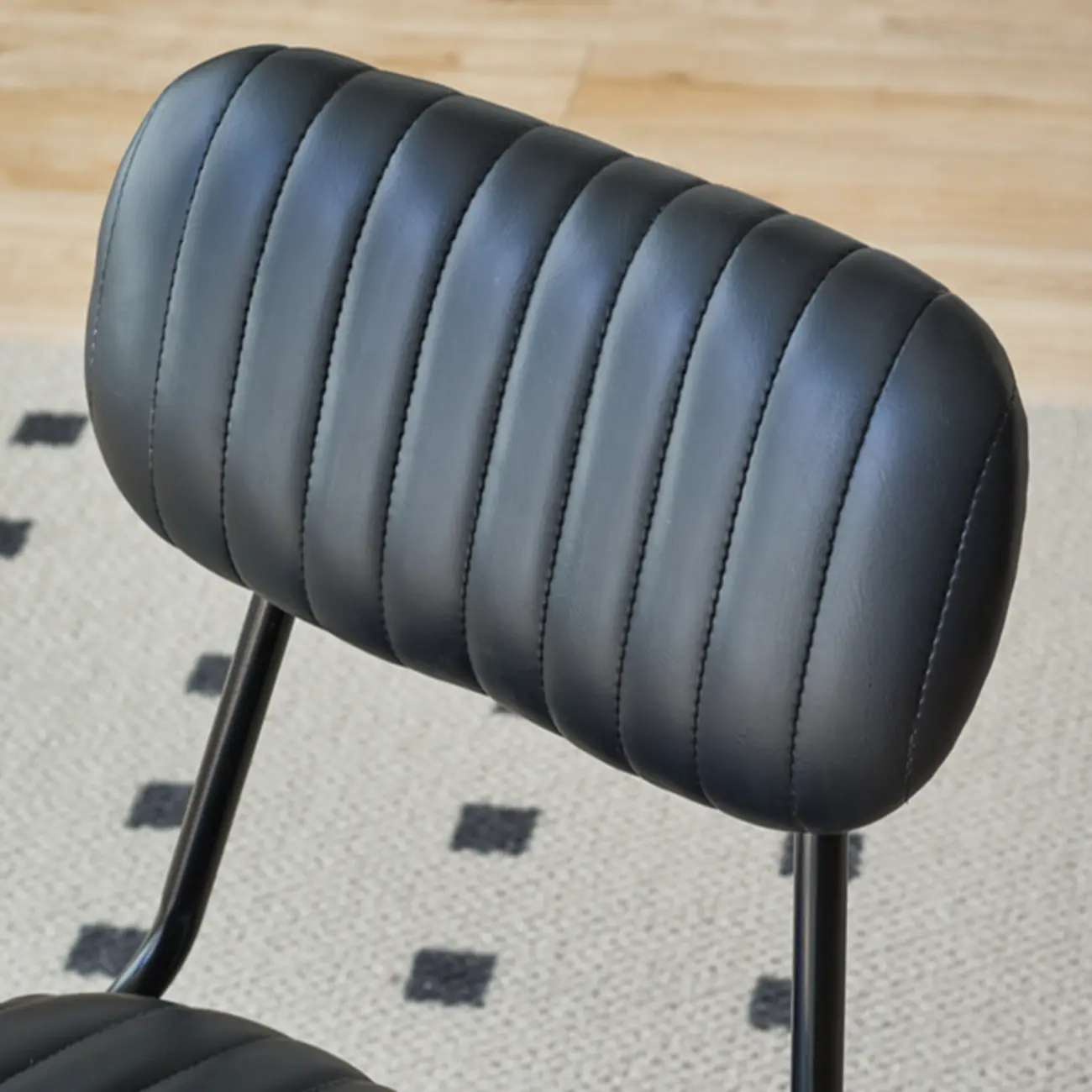 Mid Century Modern Leather Gold Frame Bar Stools with Backs