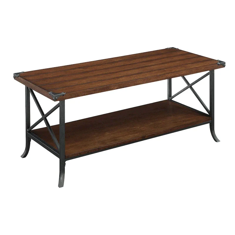 Coffee Table with Shelf and Metal Frame
