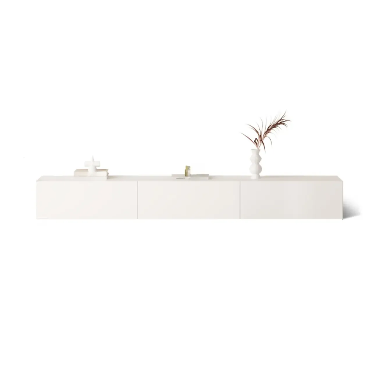 Modern White Wood TV Stand with Cable Management