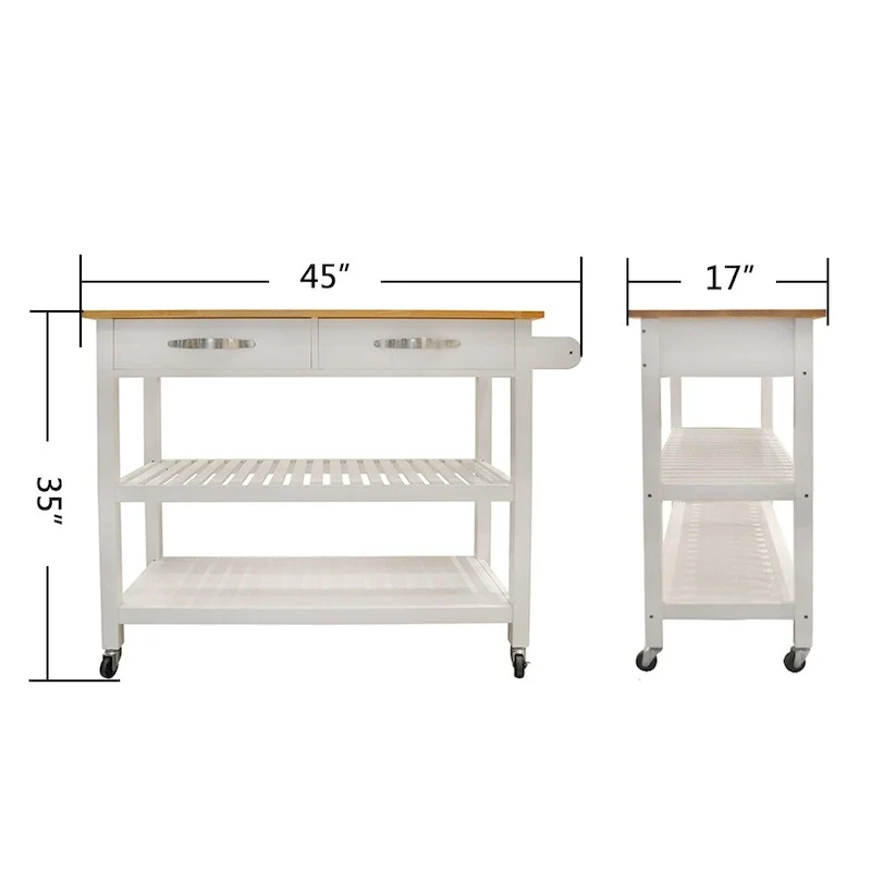 Kitchen Island Cart with Two Lockable Wheels