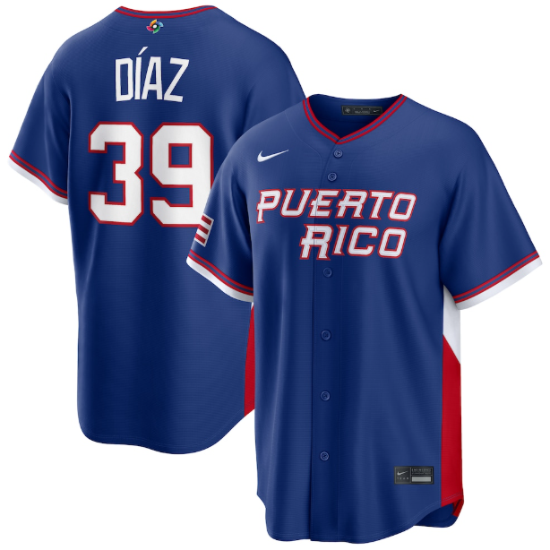 Puerto Rico Baseball Edwin Díaz Royal 2026 World Baseball Classic Road Stadium Jersey