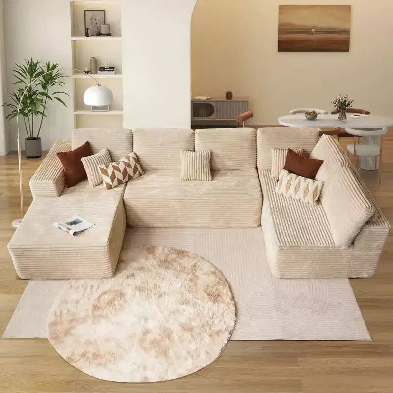 HOMLUX U-Shape Modular Sectional Sofa Couch, 27 Deep Seat Modern Minimalist Couches for Living Room, Style 6