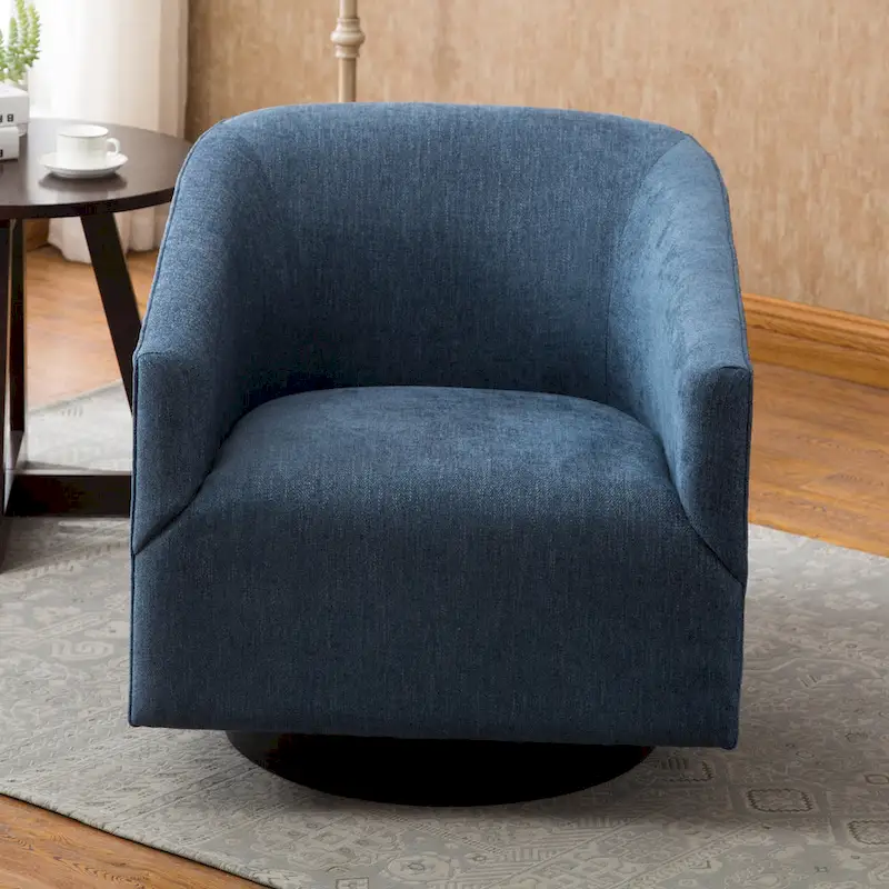 Barrel Back Swivel Chair with Wood Base