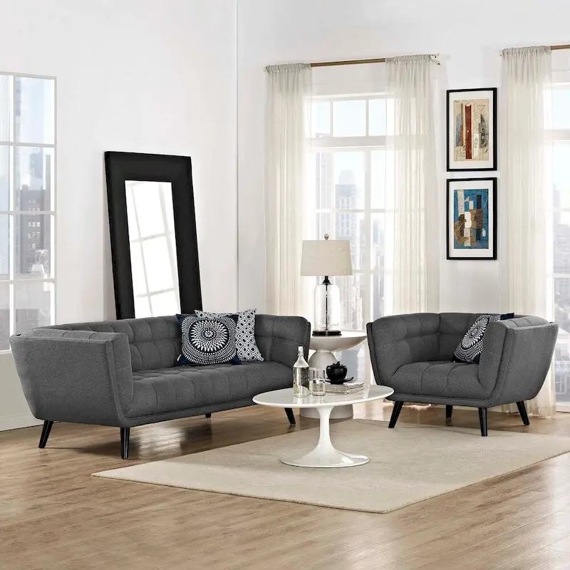 2-Piece Upholstered Fabric Sofa and Armchair Set