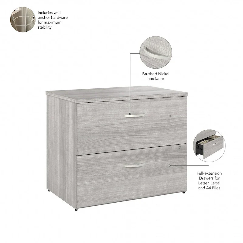 2-Drawer Lateral File Cabinet with Open Shelves