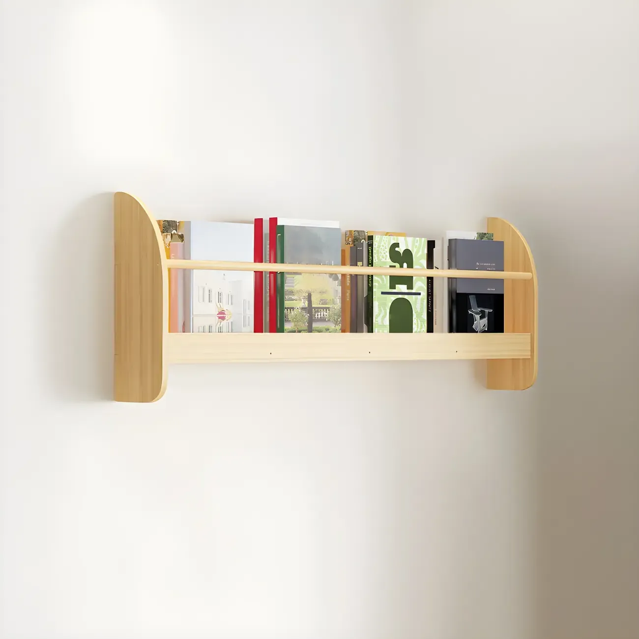 Modern Slim Wood Wall-Mounted Bookshelf