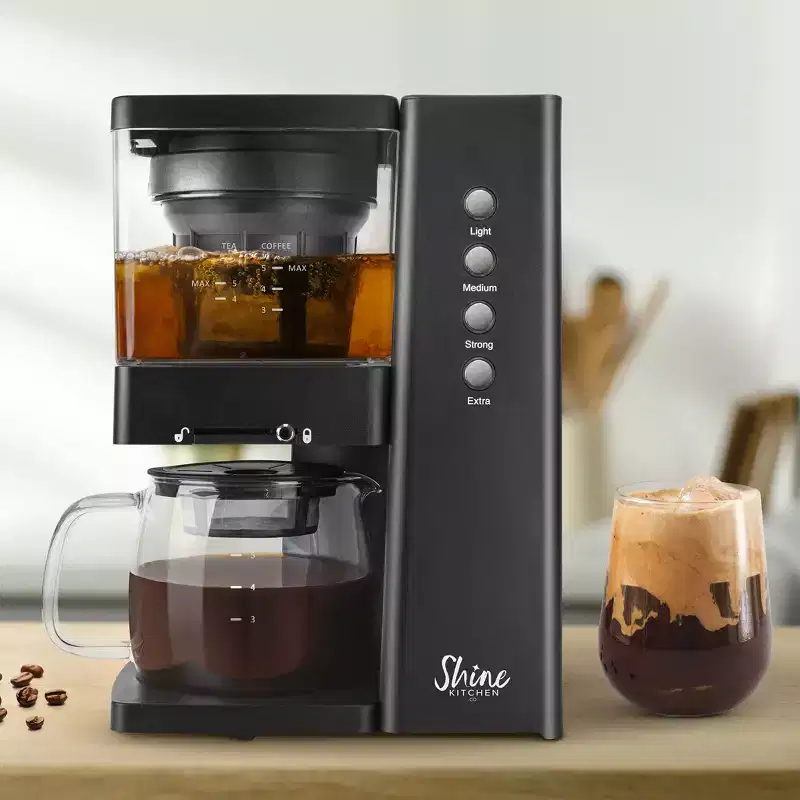 Shine Kitchen Co. Rapid Cold Brew Coffee  Tea Machine with Vacuum Extraction Technology  Black